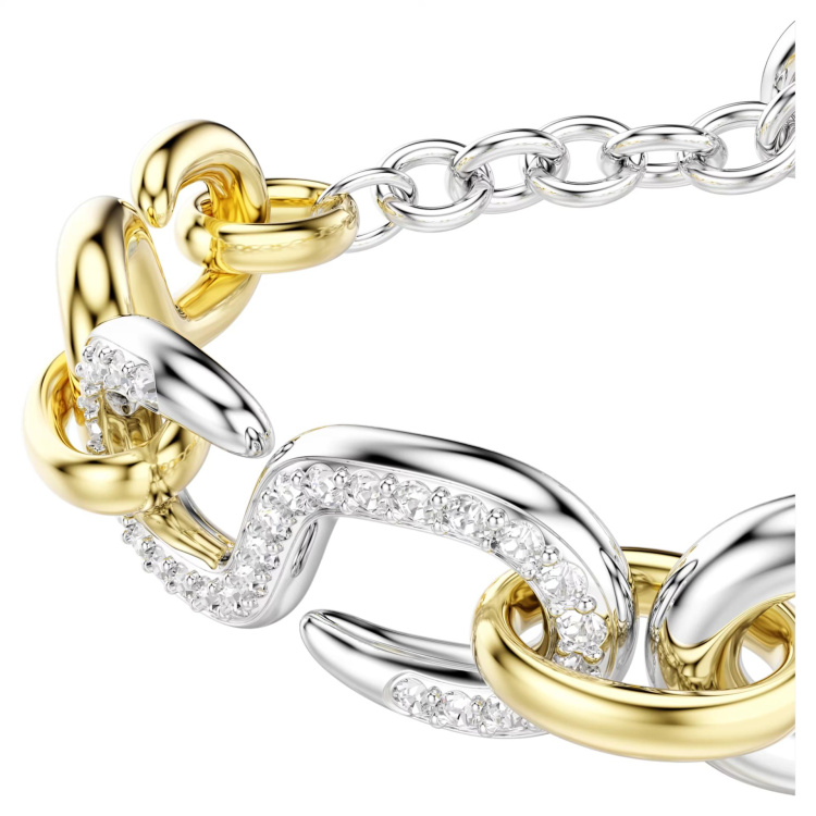 Dextera bracelet Round cut, T-bar, White, Mixed metal finish